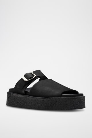 Mules plateformes en nubuck Crepe - Noir