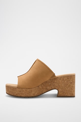 Mules à talons en nubuck - Beige