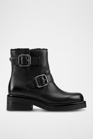 Bottines fourrées en cuir Rebelle - Noir