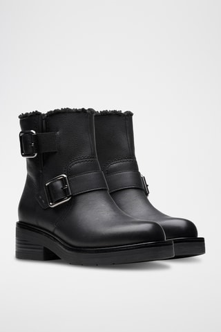 Bottines fourrées en cuir Rebelle - Noir