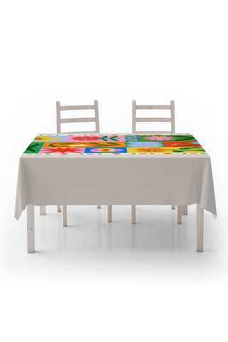 Nappe rectangulaire - Beige - 140 x 220 cm - Beige et multicolore