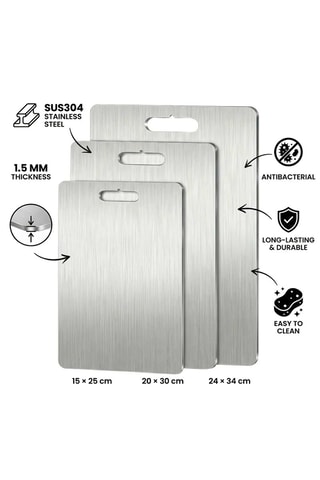 3 planches à découper en acier inoxydable