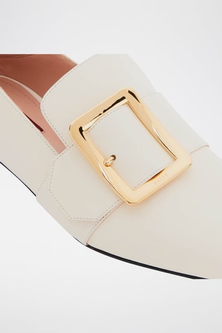 Ballerines en cuir - Blanc, doré et noir
