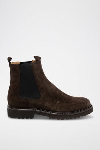 Boots Chelsea en cuir de veau nubuck - Marron