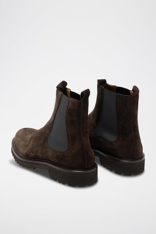 Boots Chelsea en cuir de veau nubuck - Marron