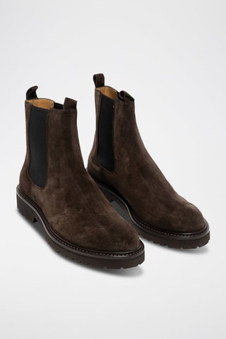 Boots Chelsea en cuir de veau nubuck - Marron