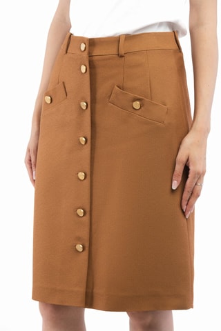 Jupe droite en laine vierge - Orange