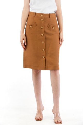 Jupe droite en laine vierge - Orange