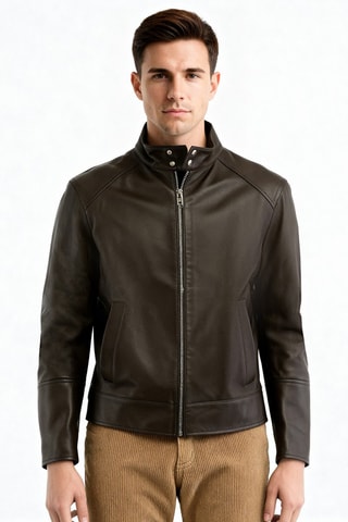 Veste en cuir d’agneau - Marron