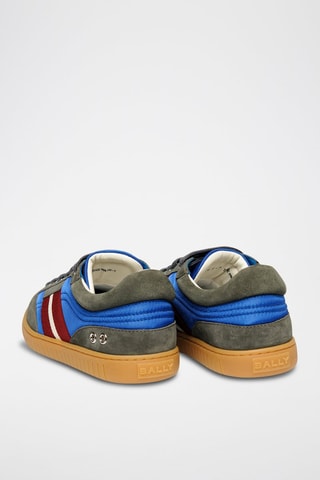 Baskets en cuir de veau nubuck - Vert, bleu et rouge