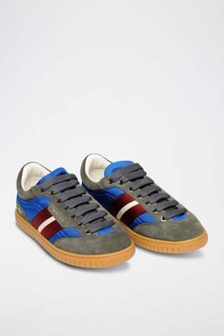 Baskets en cuir de veau nubuck - Vert, bleu et rouge