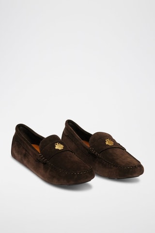 Mocassins en cuir de veau nubuck - Marron foncé