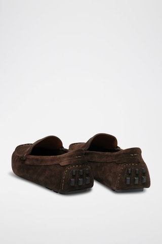 Mocassins en cuir de veau nubuck - Marron foncé
