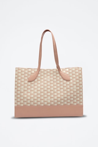Cabas en cuir - Beige, rose et doré