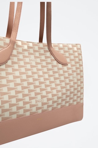 Cabas en cuir - Beige, rose et doré