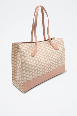 Cabas en cuir - Beige, rose et doré