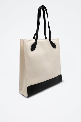 Sac porté épaule en cuir - Blanc et noir