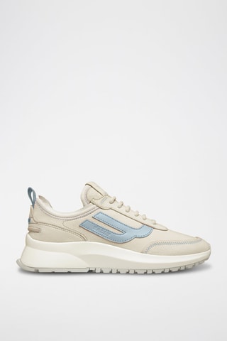 Sneakers en cuir - Beige, blanc et bleu