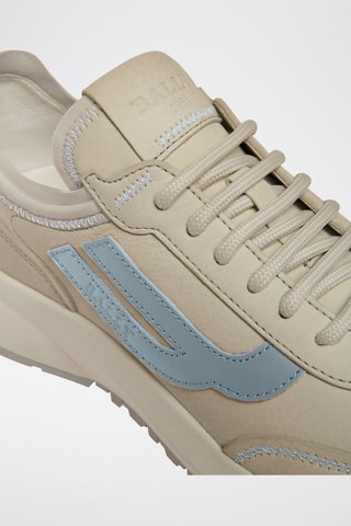 Sneakers en cuir - Beige, blanc et bleu