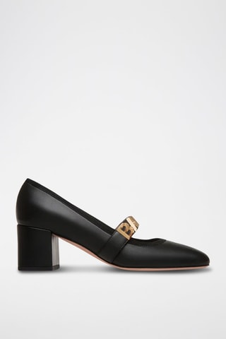 Babies à talons en cuir d’agneau - Noir