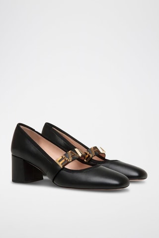 Babies à talons en cuir d’agneau - Noir