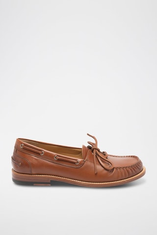 Chaussures bateau en cuir de veau - Marron