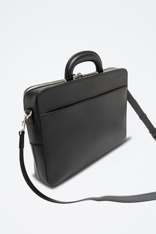 Porte-ordinateur en cuir - Noir