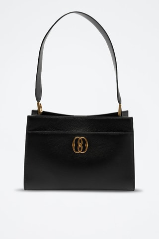 Sac porté épaule en cuir de veau - Noir