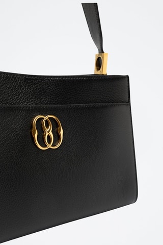 Sac porté épaule en cuir de veau - Noir