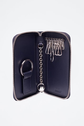 Etui à clés en cuir de veau - Bleu marine