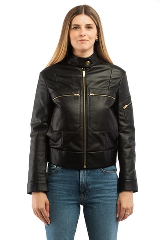 Veste cuir d'agneau - Noir