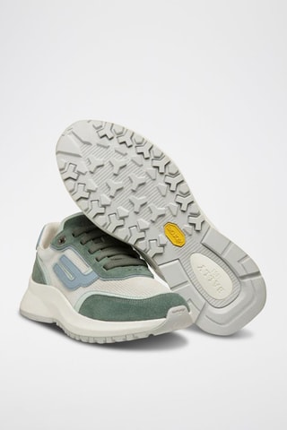 Baskets en cuir de veau nubuck - Vert et blanc