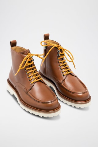 Boots en cuir - Blanc, jaune et marron