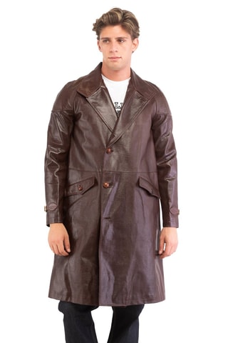 Veste longue en cuir de chèvre - Marron