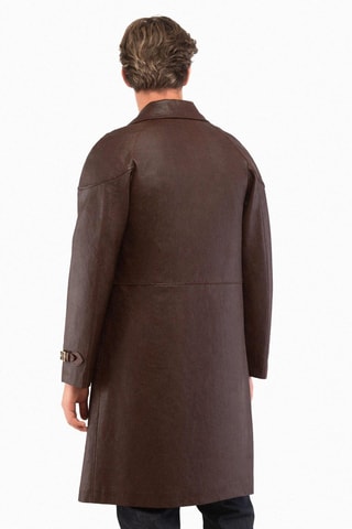 Veste longue en cuir de chèvre - Marron