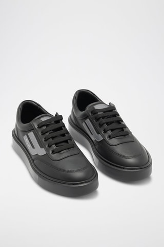 Baskets plateformes en cuir de veau - Noir