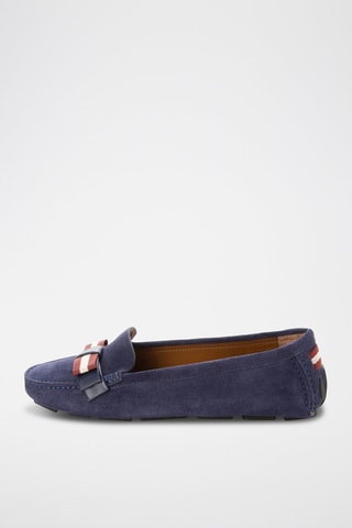 Mocassins en cuir de veau nubuck - Bleu marine