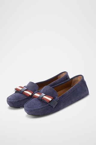 Mocassins en cuir de veau nubuck - Bleu marine