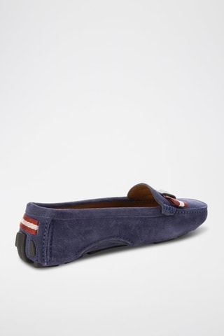 Mocassins en cuir de veau nubuck - Bleu marine