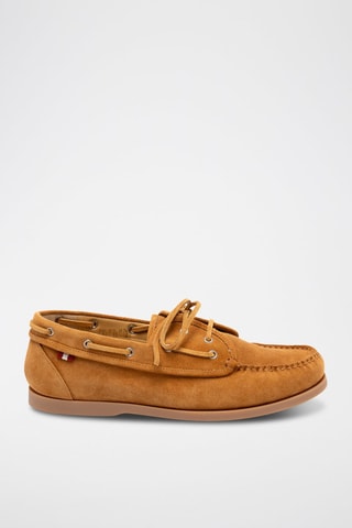 Chaussures bateau en cuir de veau nubuck - Orange
