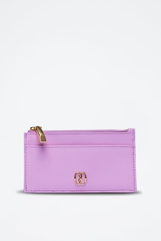 Porte-cartes en cuir - Violet et doré