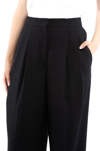Pantalon en laine taille haute - Blanc et bleu