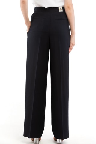 Pantalon en laine taille haute - Blanc et bleu