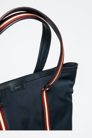 Cabas en cuir - Blanc, rouge et bleu