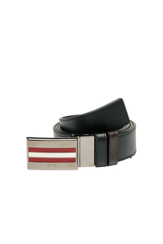 Ceinture en cuir de veau - Noir, rouge et argenté