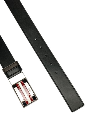 Ceinture en cuir de veau - Noir, rouge et argenté