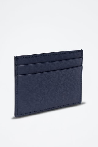 Porte-cartes en cuir - Bleu et argenté