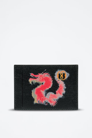 Porte-cartes en cuir - Noir, rouge, orange et doré