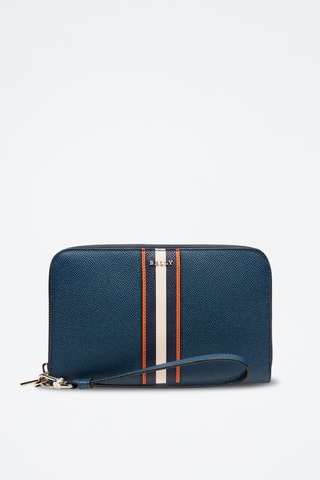 Portefeuille en cuir - Blanc, bleu et marron