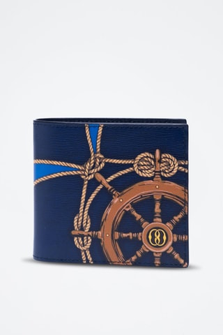 Porte-cartes en cuir - Bleu, jaune et marron
